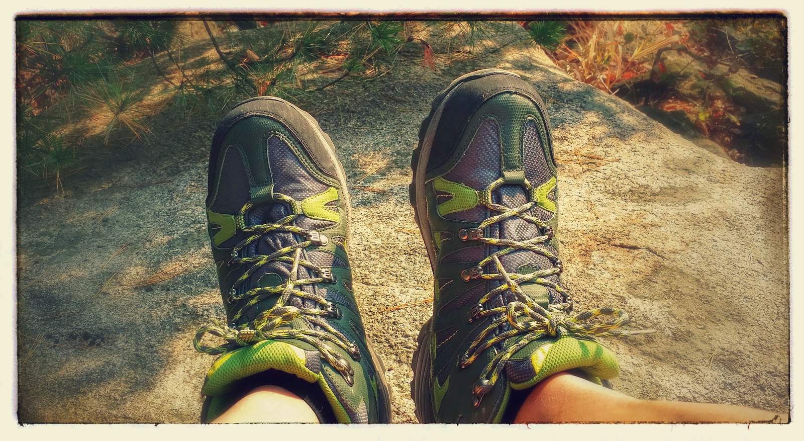 The owner's well-worn hiking boots on Bukhansan